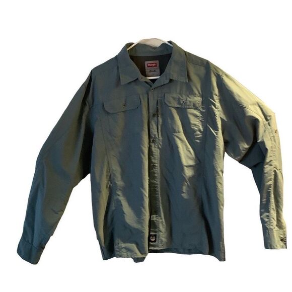 Pre Owned Men’s Wrangler Outdoor Series Button Up Long Sleeve Shirt Sz XL Style - Picture 1 of 15